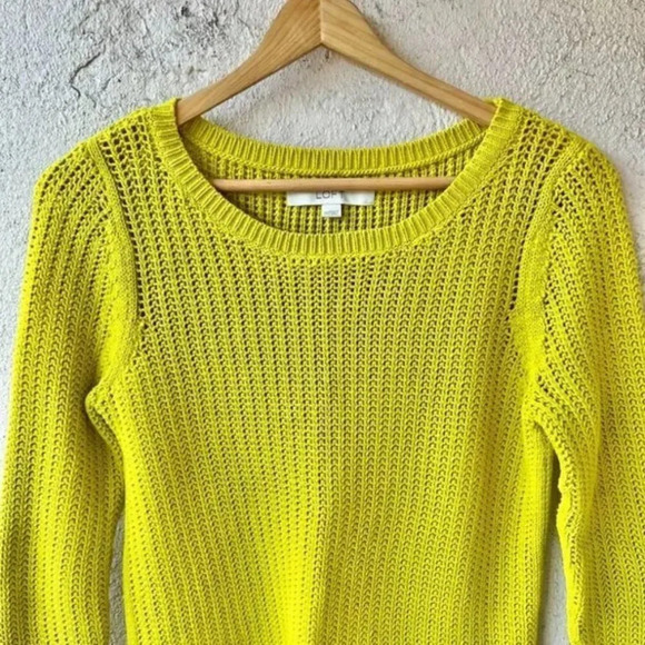 Loft Yellow Knit Cable Pullover Sweater XX-Small - Picture 2 of 5